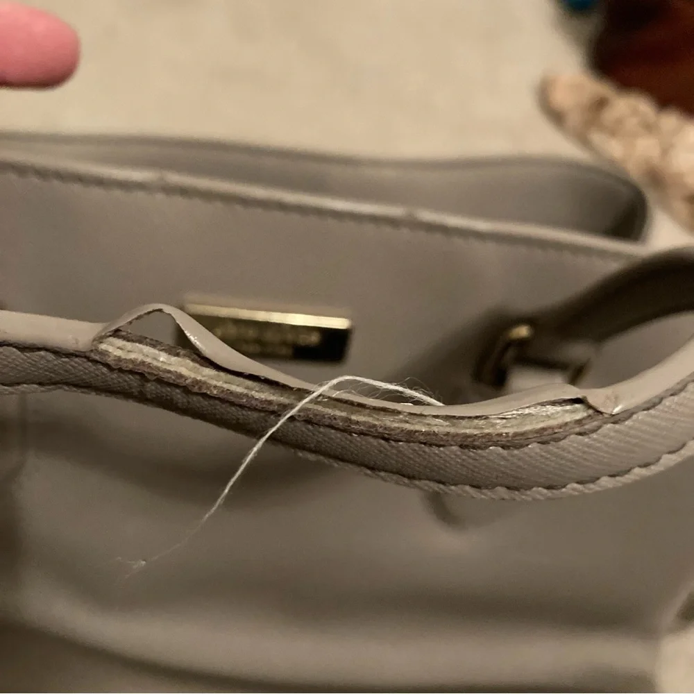 Kate Spade Gray Leather Double Handle Purse - Picture 10 of 10